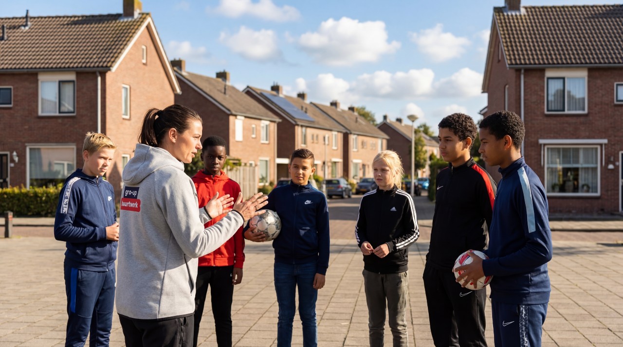 gro-up buurtwerk op straat in Krimpen aan den IJssel